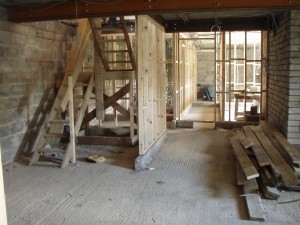 Lower level stud work and stairwell